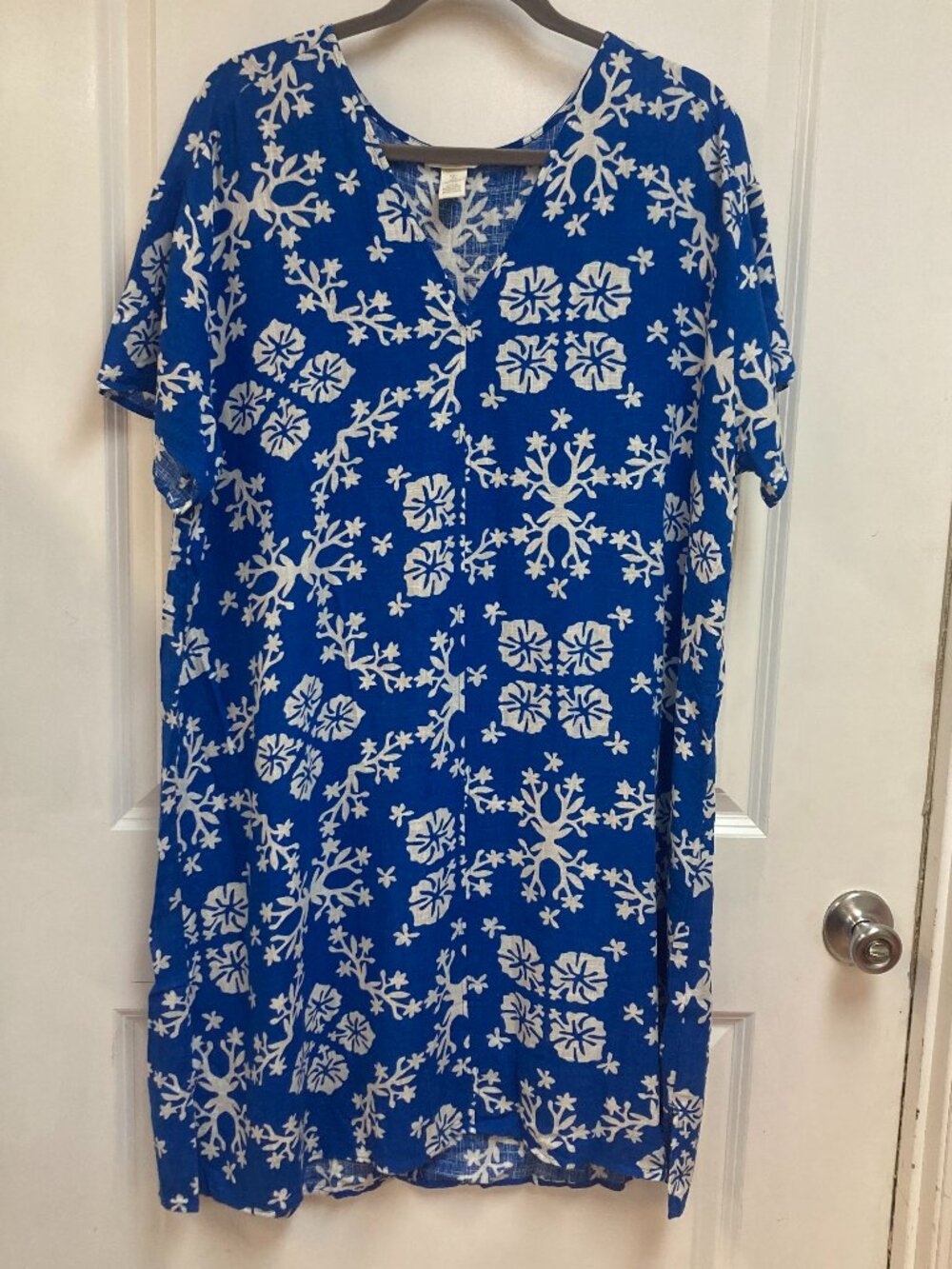 H&M Oversized Royal Blue & White Pull-ON Dress Size L